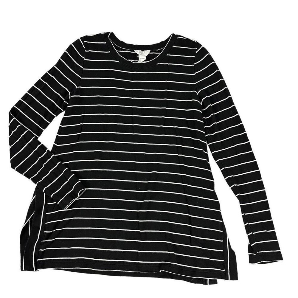 Loft Long Sleeve Striped Tunic size XS Black White - Picture 4 of 7